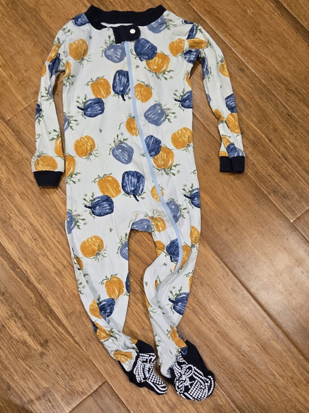 Burts Bees Baby Pumpkin Zipper Footie Pajama Bodysuit